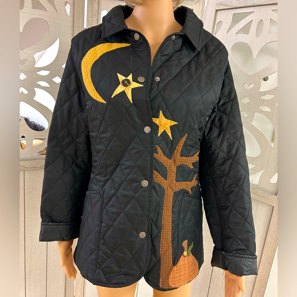 Dave & Barry’s Black Quilted Fall Appliqué Jacket Size 10